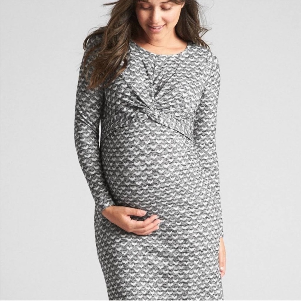 Gap Maternity Gray Twist Front‎ Long Sleeve Dress Size Small